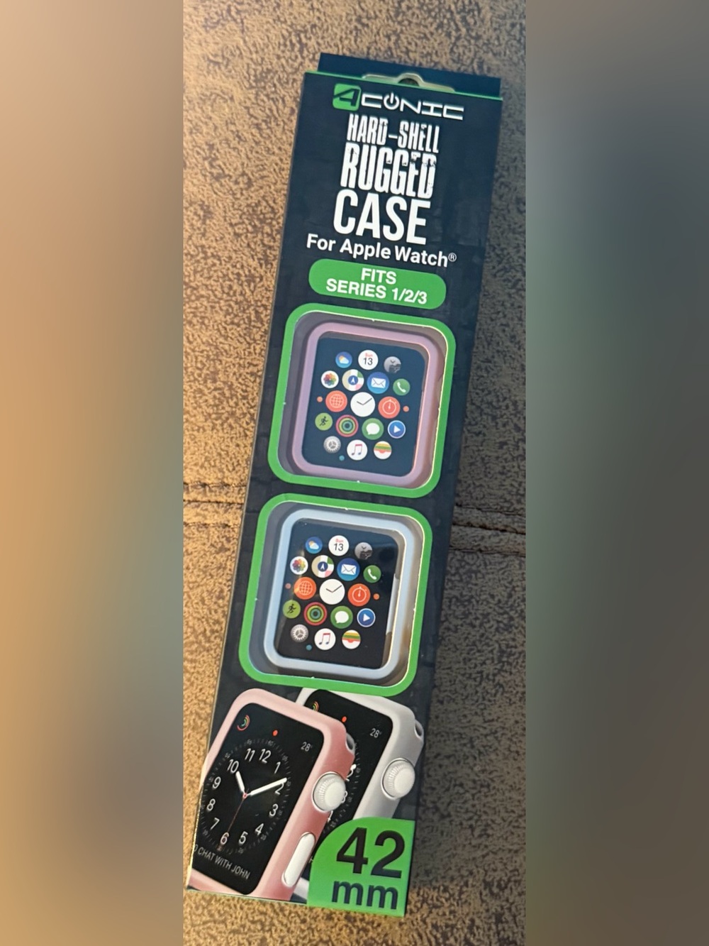Aconic Hard-Shell rugged Case Apple Watch Case 42mm Green & Black NWT.  Both pac